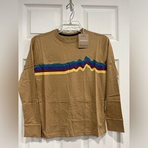 Patagonia Kids' Medium Long-Sleeved Cotton Ridge Rise Stripe T-Shirt Brown NWT